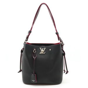 Louis Vuitton Lock Me Bucket Shoulder Bag Black Pink